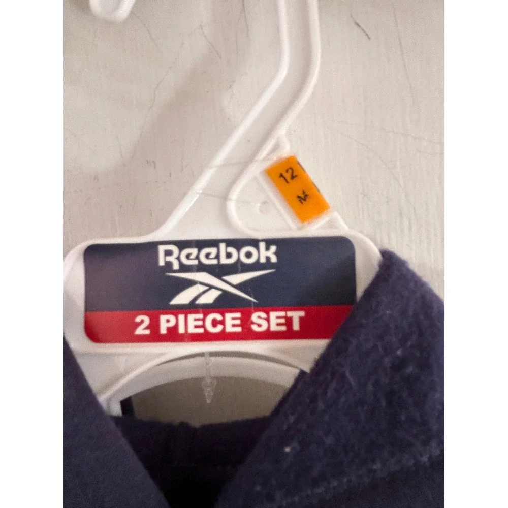 Reebok Jogger Set 12M Vector Navy Fleece Hoodie & Pants Kids